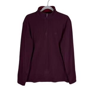 Chaps Sweatshirt Mens Medium Burgundy Fleece Lined 1/4 Zip Mock Neck Long Sleeve